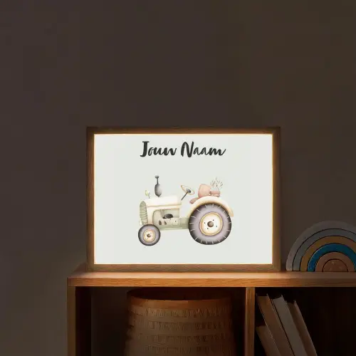 Vintage - Tractor - Pastel - Blauw Light Box met batterij (Wandlamp kind) middel -sfeer1_kind