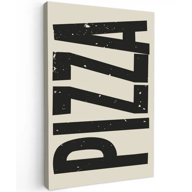 Pizza - Decoratie - Japandi - Vintage Tuinposter op houten frame 2 cm dik klein -3d
