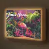Flamingo - Tropisch - Dier - Bladeren Light Box met batterij (Wandlamp kind) middel -z3d_website