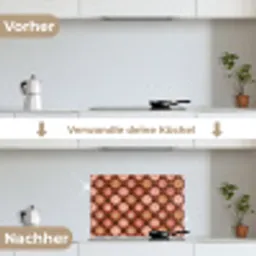 Geometrisch - Bloemen - Kleurrijk keuken achterwand spatscherm klein 900 -voor_na_DE