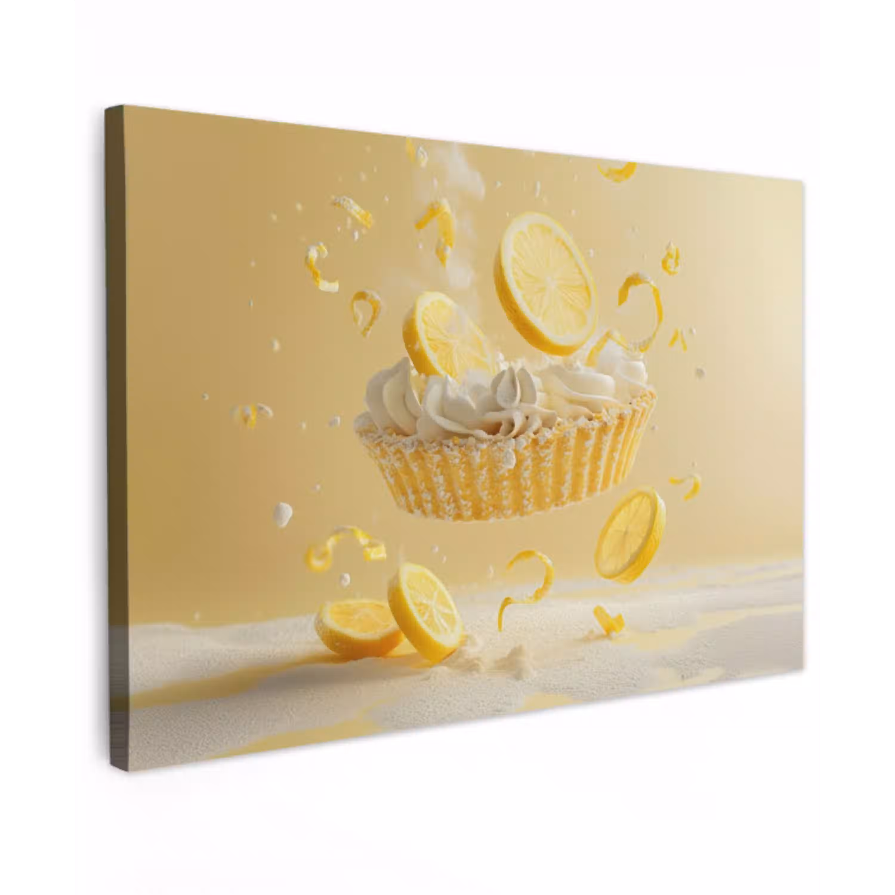 Citroen - Taart - Eten - Geel Tuinposter op houten frame 2 cm dik klein -3d