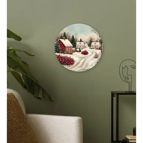 Kerstsfeer - Landelijk - Rood Wandcirkel kunststof plaat 5mm dik klein -sfeer3