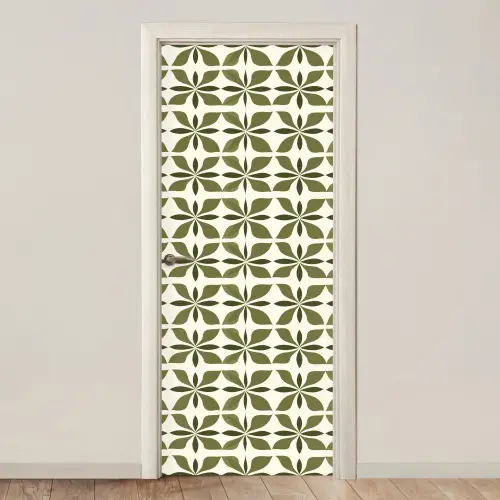 Botanisch - Retro - Groen deurposter klein 289 -3d_beige