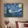 Sterrennacht - Schilderij - Oude meesters - Vincent van Gogh Textielframe zwart klein -sfeer1