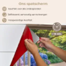 Doorkijk - Tuin - Raam - Hortensia - Bloemen keuken achterwand spatscherm klein -spatscherm_NL