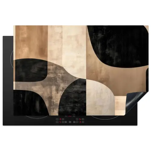 Abstract - Vlakken - Zwart - Rond Inductie beschermer vinyl 3mm klein -3d