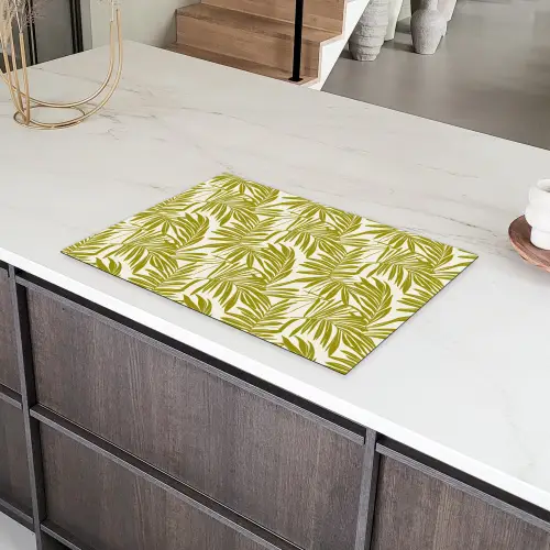 Palmblad - Patroon - Groen Inductie beschermer vinyl 3mm klein 276 -sfeer8