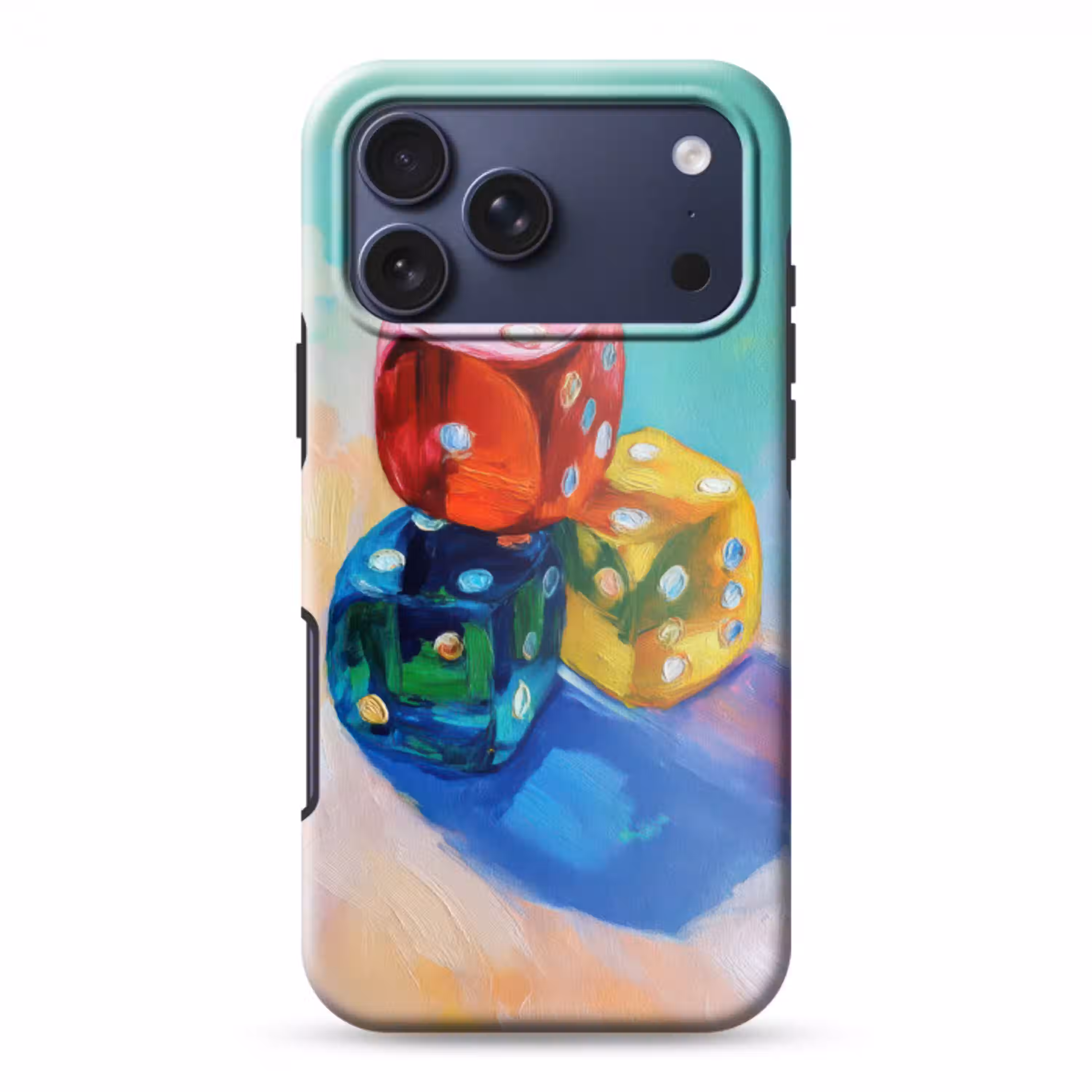 Dobbelstenen - Kleurrijk - Getallen - Stipjes Toughcase MagSafe Apple iPhone 17 Pro Max klein -3d