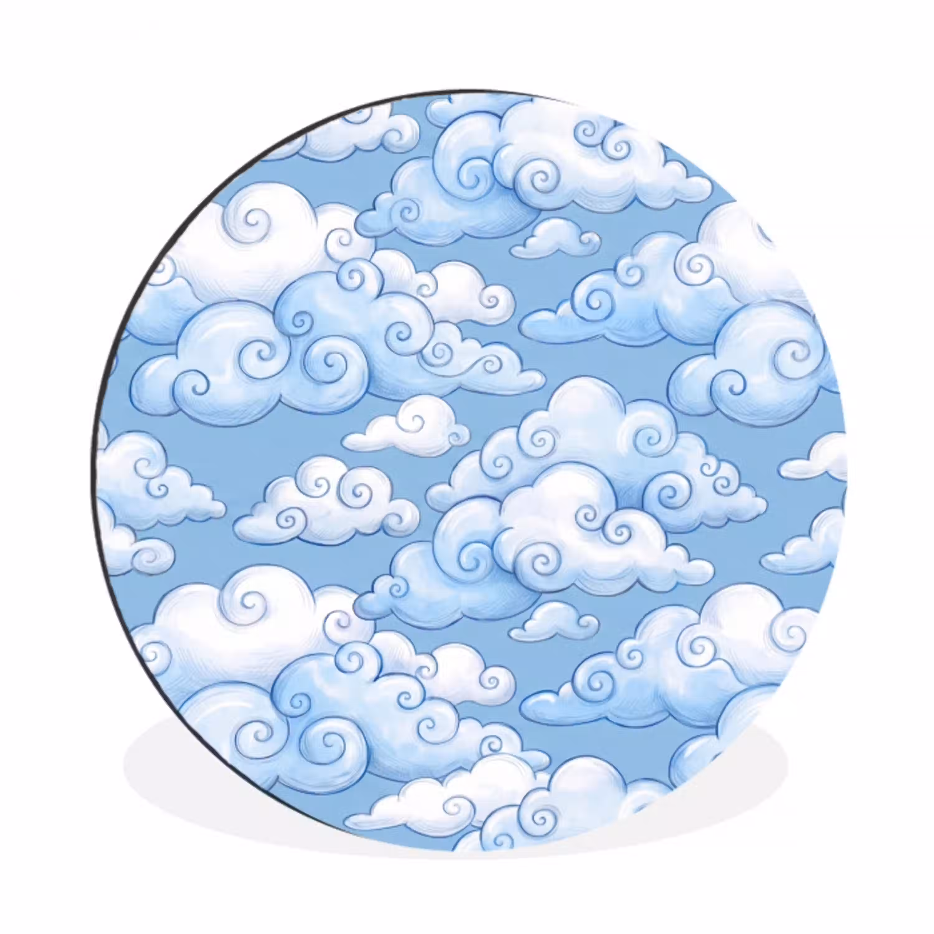 Wolken - Patroon - Hemel - Illustratie - Wit Wandcirkel aluminium klein -3d