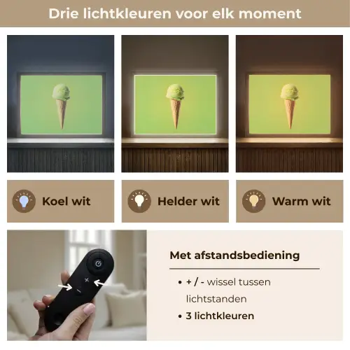 Hoorntje - Schepijs - Groen Light Box met batterij (Wandlamp) middel -USP_lichtkleurNL
