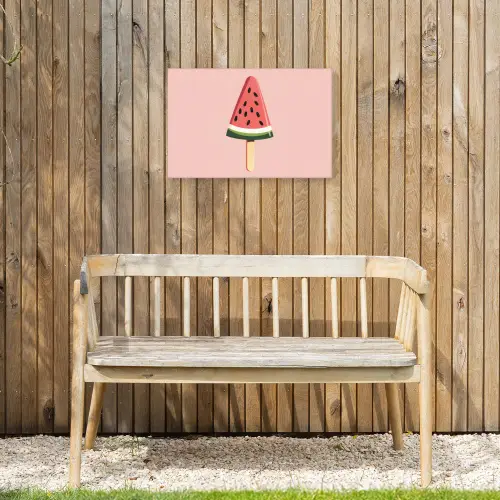 Watermeloen - Ijsje - Pitjes - Rood Tuinposter op houten frame 2 cm dik klein -sfeer4
