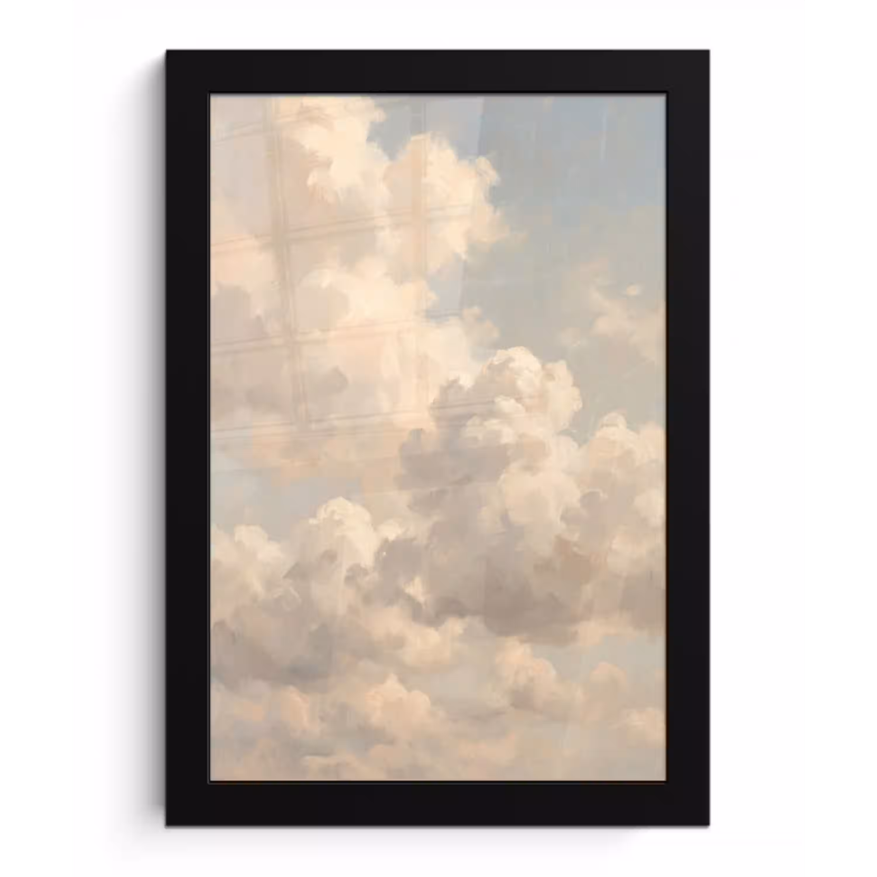 Wolken - Zacht - Natuur - Klassiek - Beige fotolijst zwart zonder passe partout klein -3d