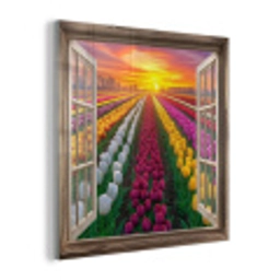 Doorkijk - Bloemen - Tulpen - Kleurrijk - Zonsondergang plexiglas 5mm klein -z3d