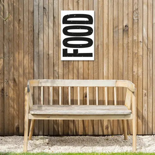 Food - Zwart - Wit - Decoratie Tuinposter op houten frame 2 cm dik klein -sfeer4