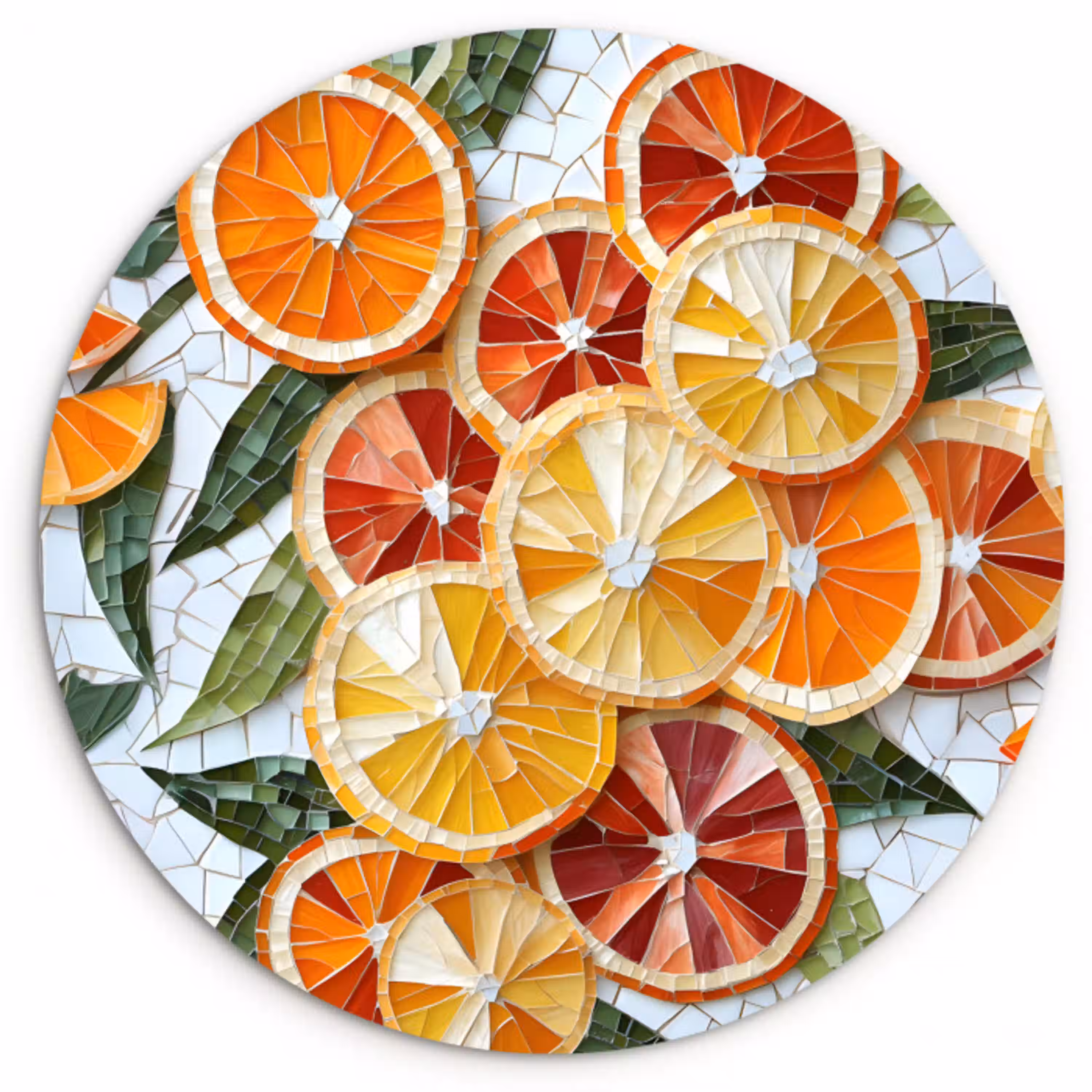 Schijfjes - Fruit - Oranje - Mozaïek Wandcirkel plexiglas klein -3d