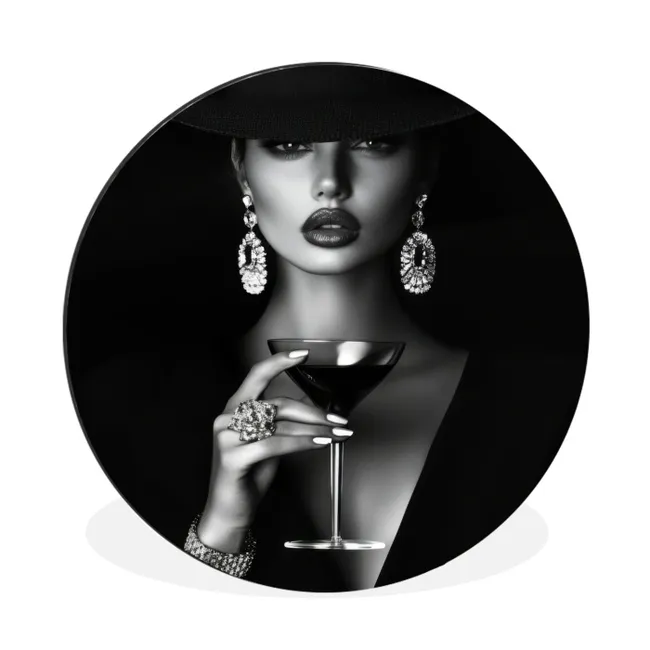 Muurcirkel aluminium Vrouw - Cocktail - Chic