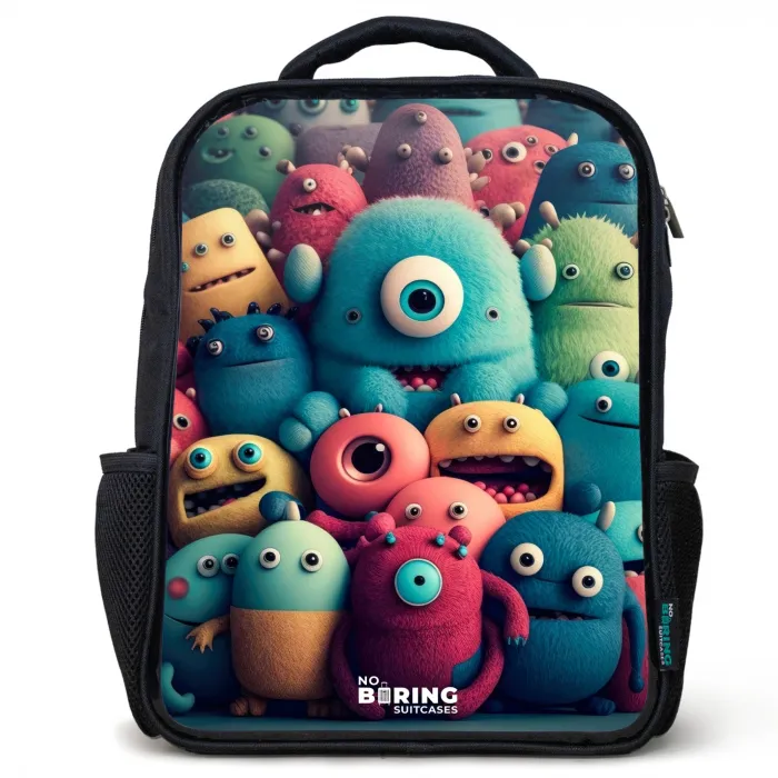 Zachte en bolle monsters Rugzak - Zwart middel -3d