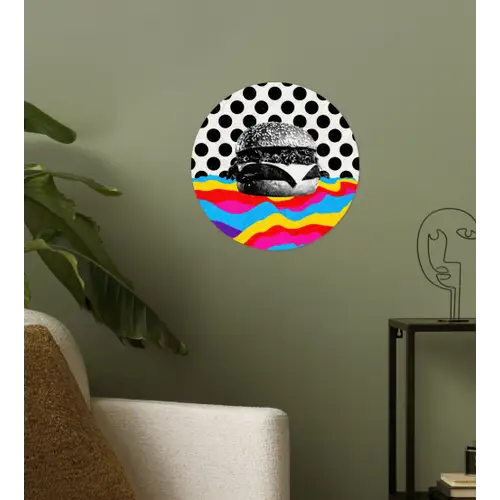 Hamburger - Stippen - Golven - Kleuren Wandcirkel behangsticker klein -sfeer2