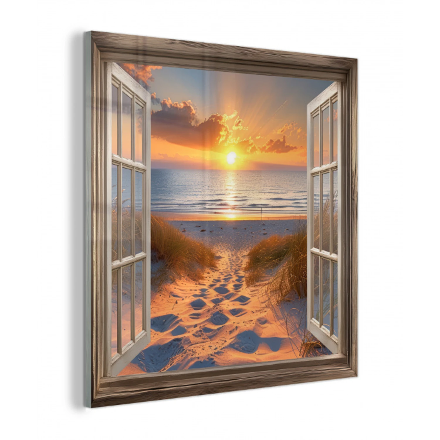 Doorkijk - Strand - Duinen - Zonsondergang plexiglas 5mm klein -z3d