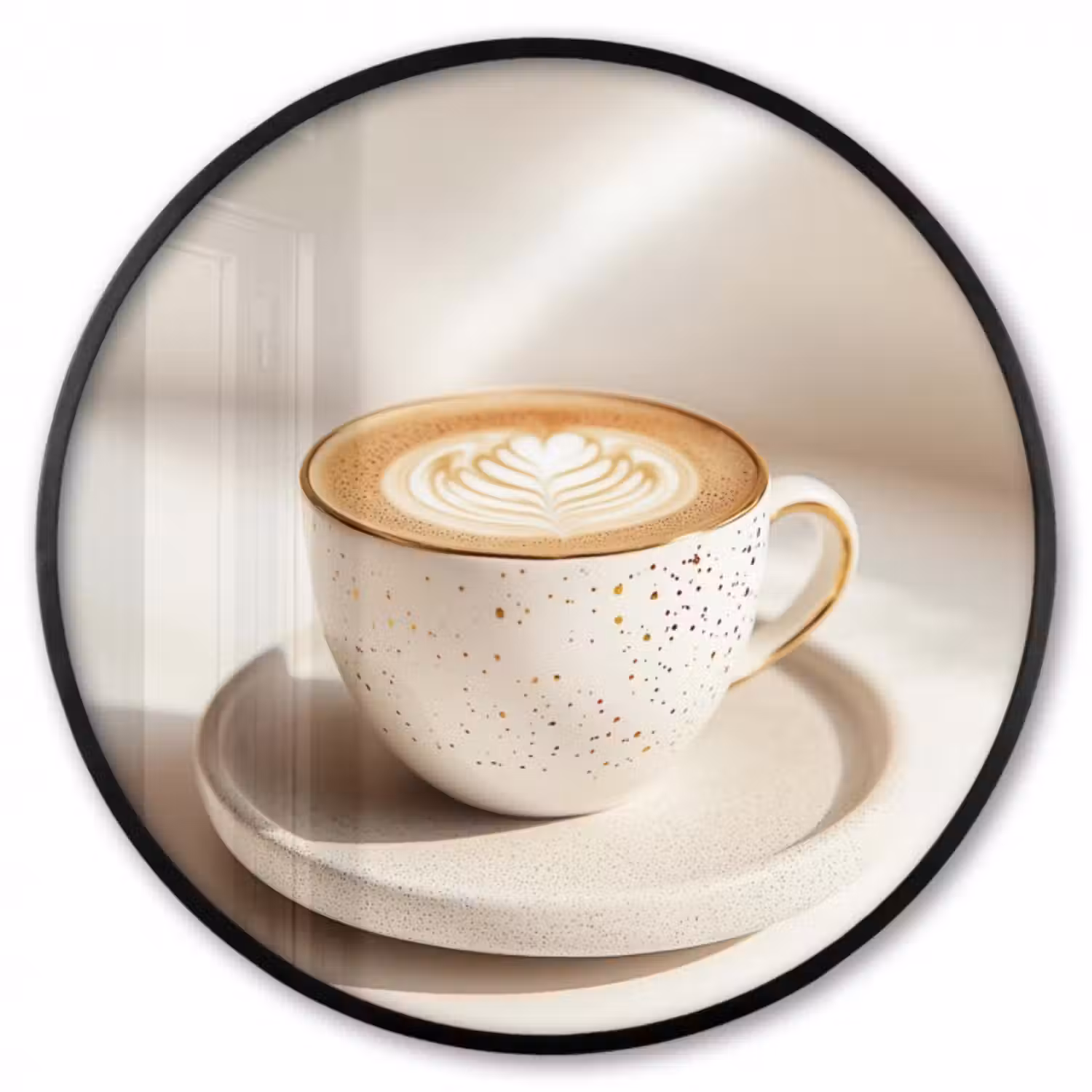 Poster im rahmen rund - Cappuccino - Schaumstoff - Schale - Beige