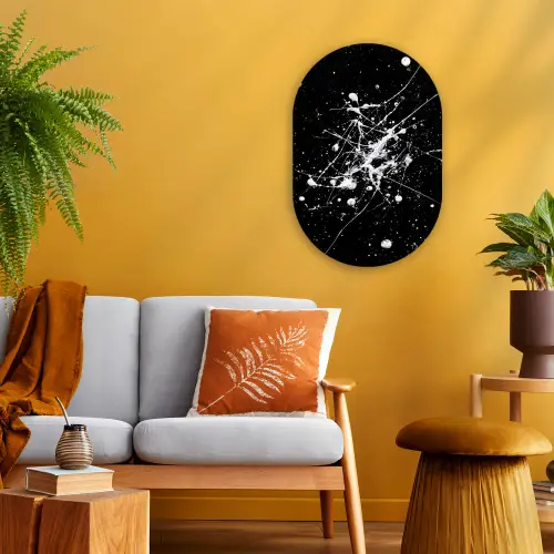 Verfspatten - Wit - Abstract - Explosie Wandcirkel Ovaal Forex klein -sfeer4