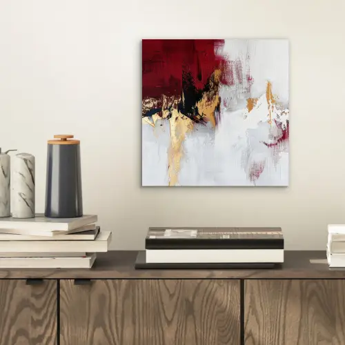 Rood - Marmer - Abstract - Goud - Modern aluminium wit klein -sfeer1
