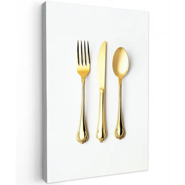 Bestek - Goud Tuinposter op houten frame 2 cm dik middel -3d