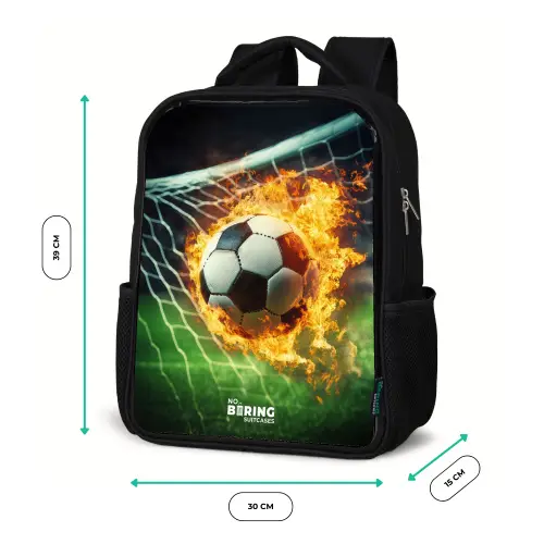 Vuurvoetbal in doelnet vastgelegd Rugzak - Zwart middel -productfoto_formaten
