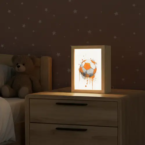 Voetbal - Abstract - Oranje - Verfspatten Light Box met kabel klein -sfeer1_kind