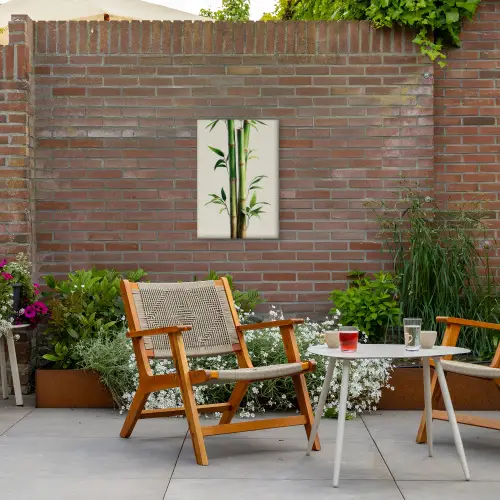 Bamboestengels - Sierlijk - Groen Tuinposter op houten frame 2 cm dik klein -sfeer3