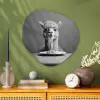 Alpaca - Pasta - Zwart - Wit - Grappig - Dieren Wandcirkel Organisch Plexiglas middel -sfeer2