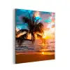 Palm - Zonsondergang - Horizon - Strand - Zee aluminium wit klein -3d
