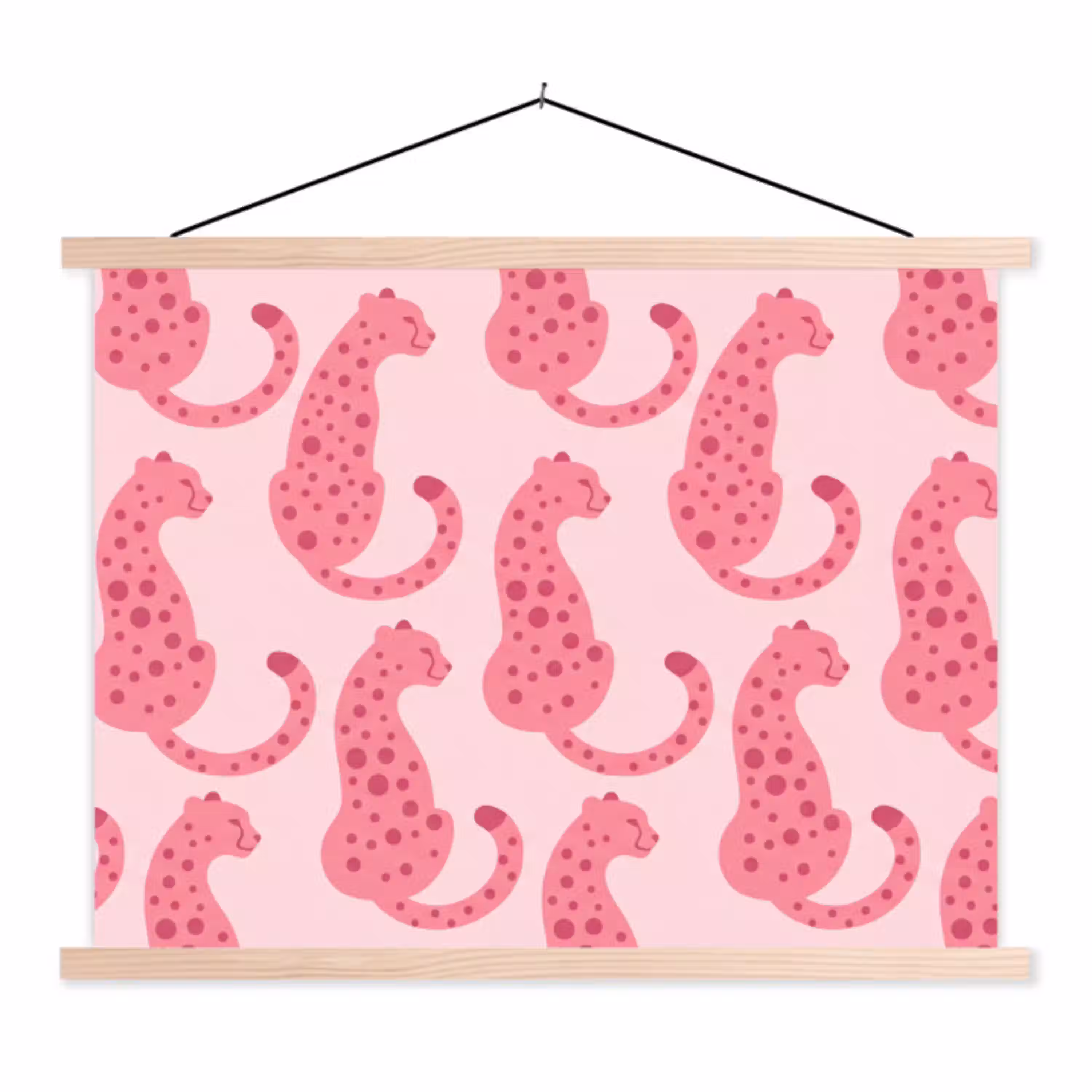 Kat - Gevlekt - Dieren - Patroon - Roze textielposter latten blank klein -3d