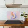 Garnaal - Subtiele structuur - Blauw - Roze keuken achterwand spatscherm klein -sfeer2