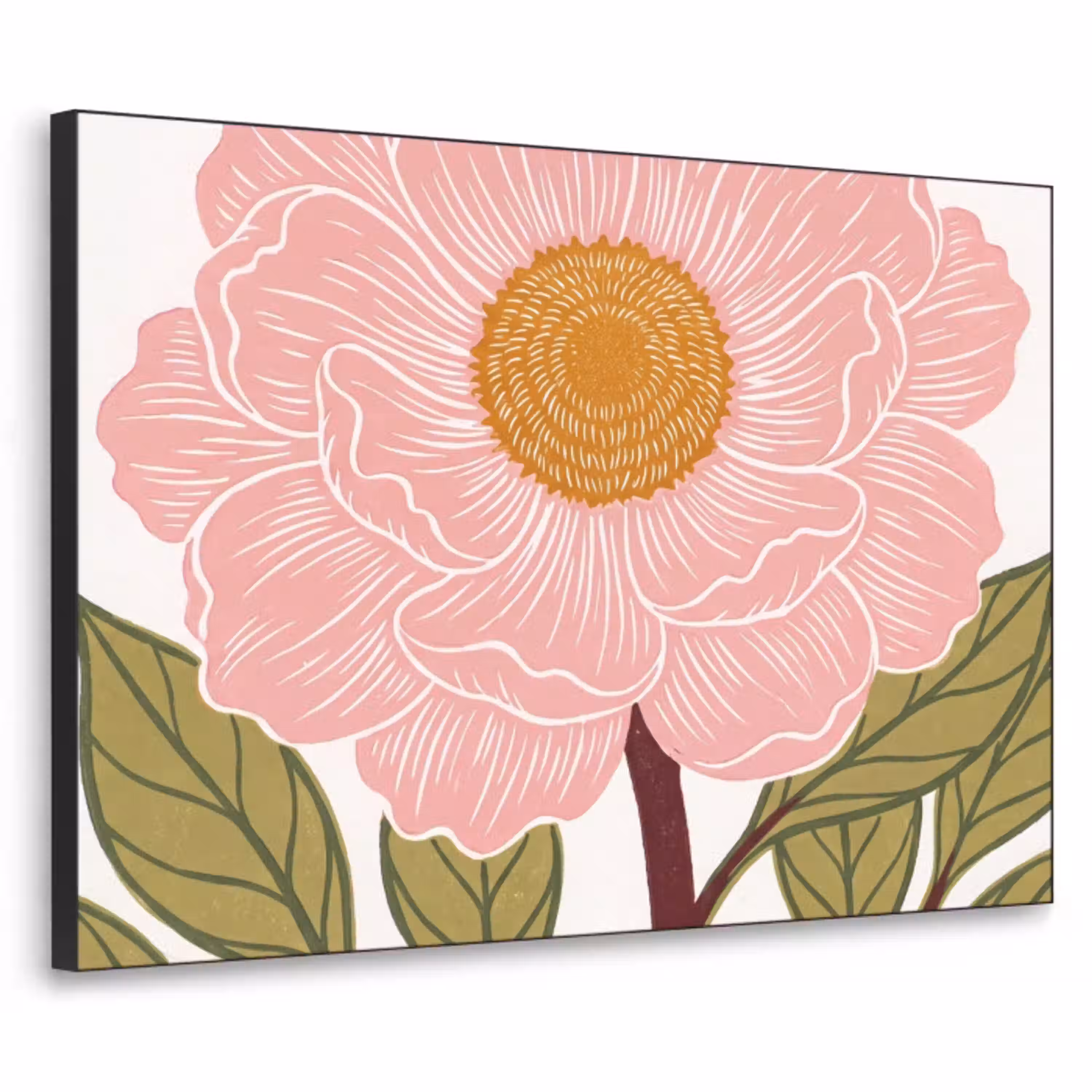 Bloemen - Roze - Illustratie Textielframe zwart klein -3d