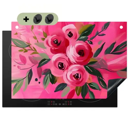 Bloemen - Verf - Roze Inductie beschemer met haakjes klein -3d