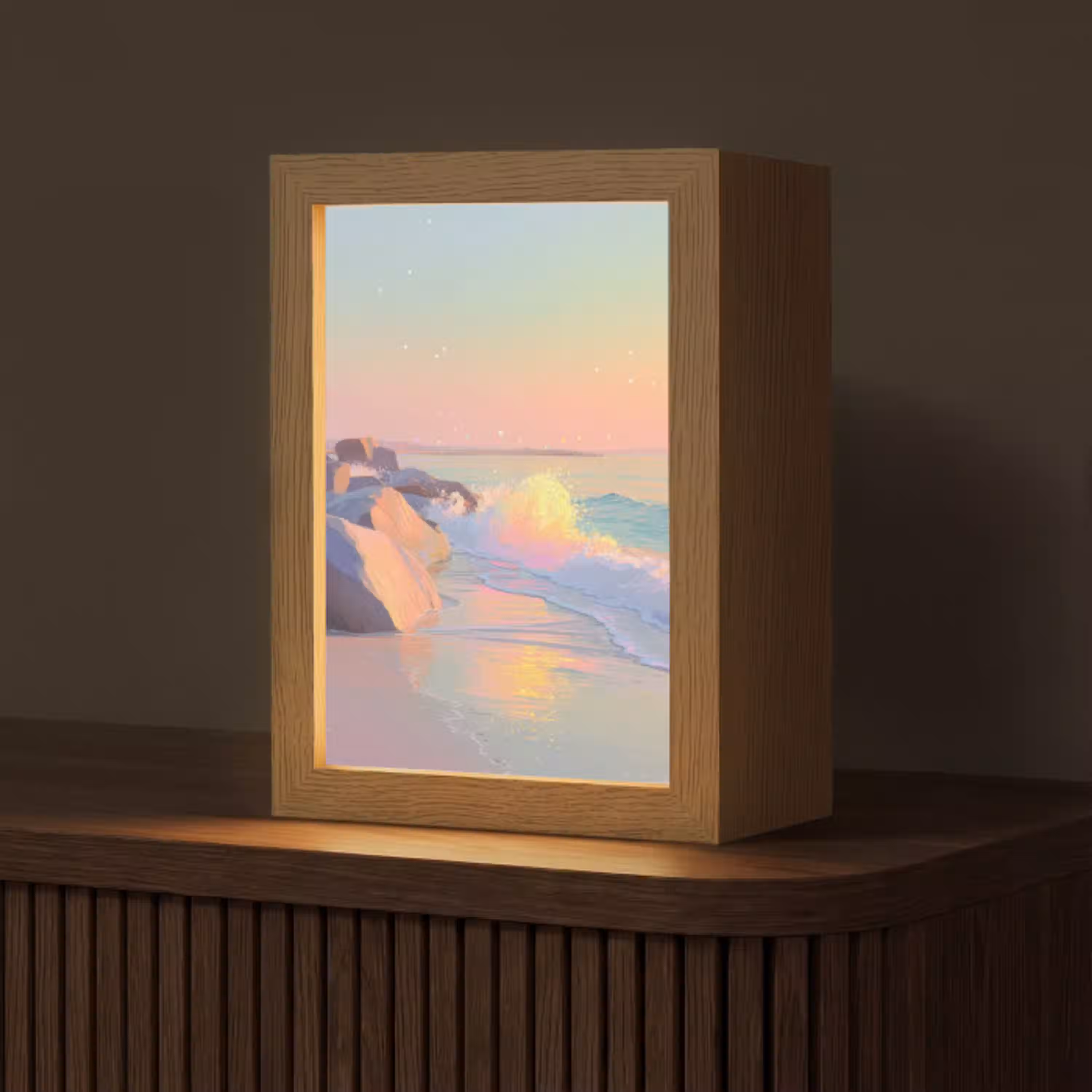 Zomerlicht - Strand - Fonkelende accenten Light Box met kabel (Tafellamp) klein -z3d_website