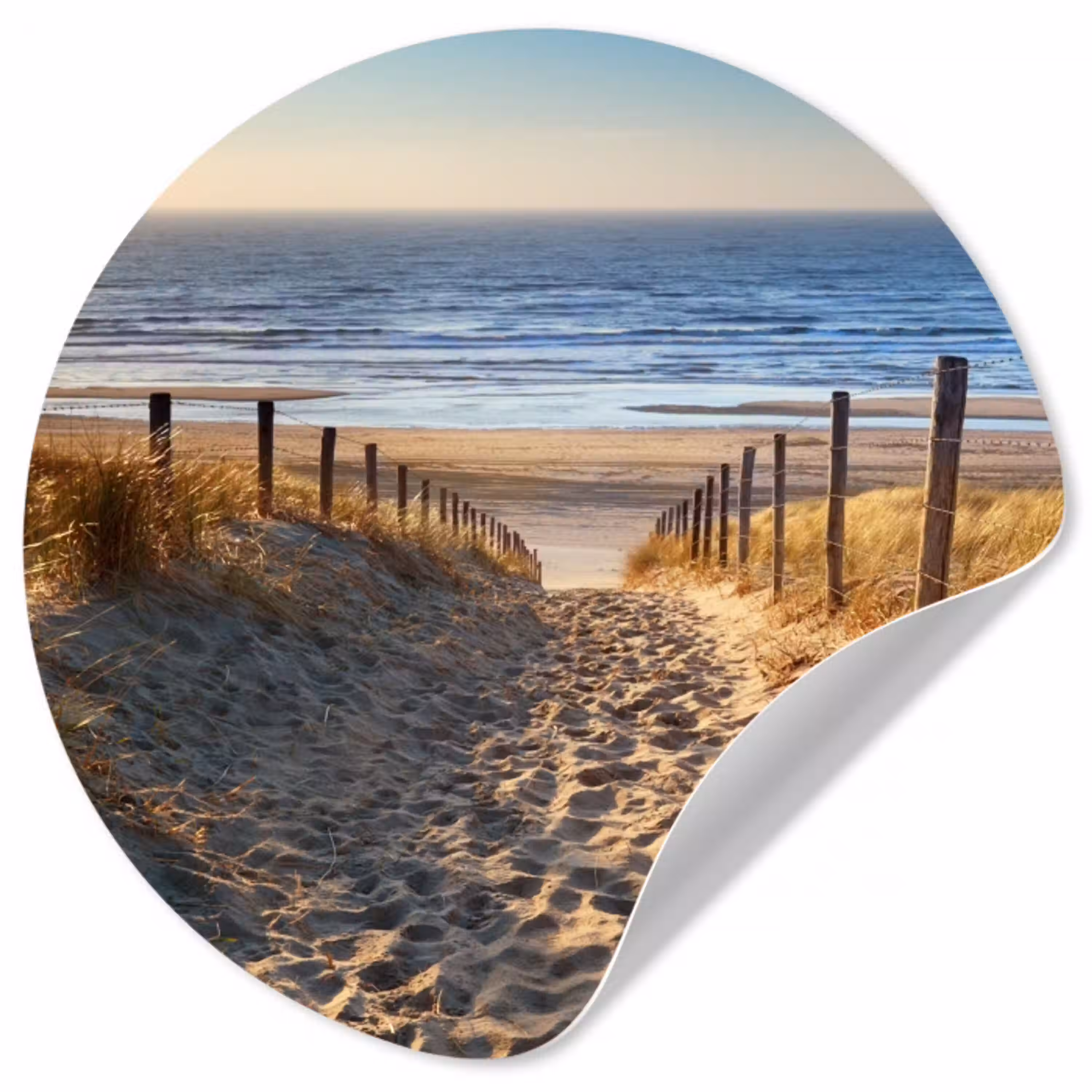 Strand - Zee - Nederland - Duinen - Zon Wandcirkel behangsticker klein -3d