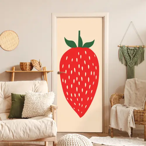 Aardbei - Rood - Modern - Boho deurposter klein -sfeer2