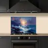 Golven - Zee - Kleurrijk - Rotsen keuken achterwand spatscherm klein -sfeer1