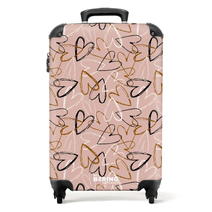 Schetsmatige Hartjesswirls NBS - Handbagage koffer - Volwassenen Unisex middel -productfoto_recht