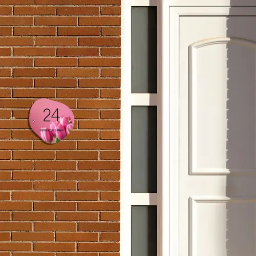 Roze tulpen - Klassiek Naambord Organisch middel -sfeer3