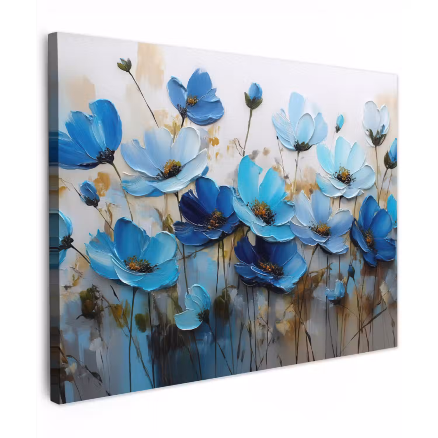 Canvas schilderij - Bloemen - Schilderij - Blauw