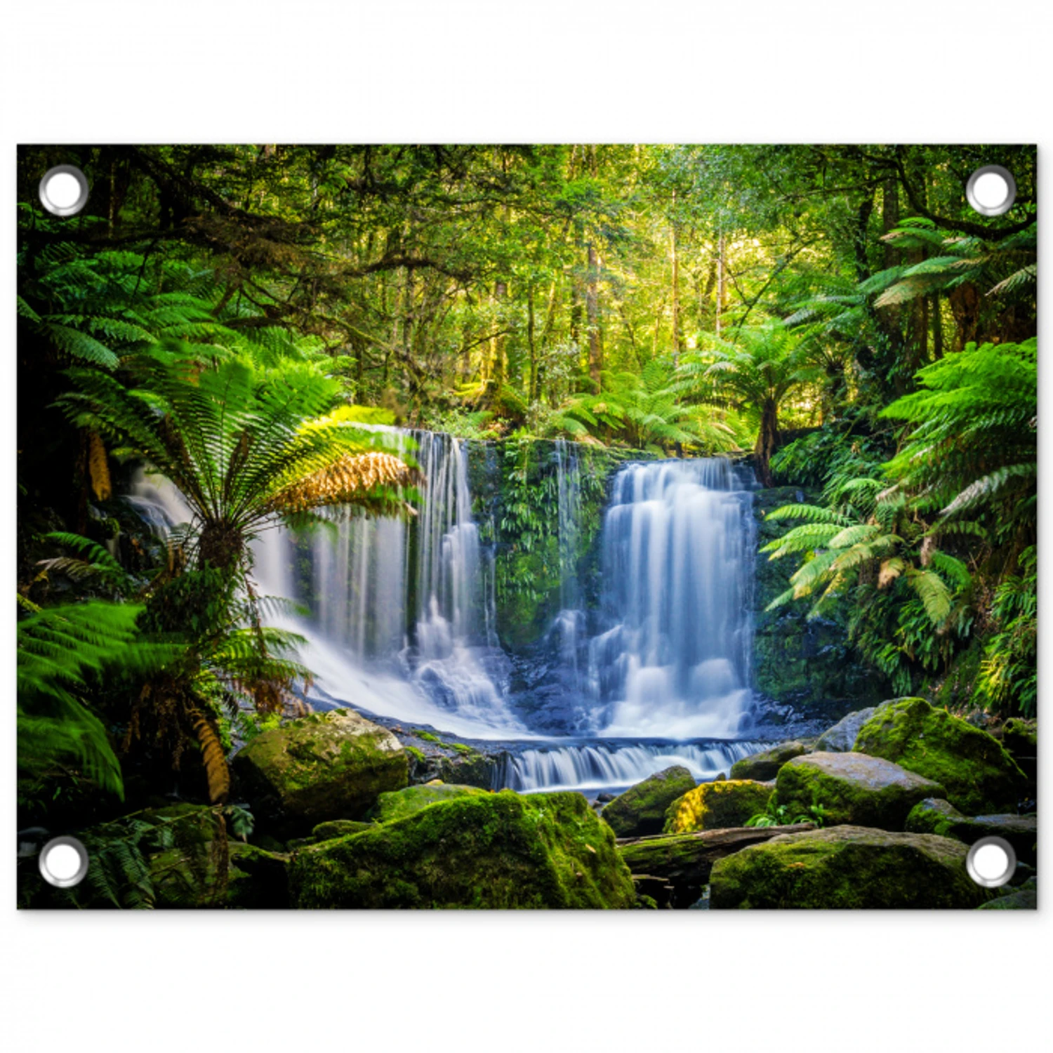 Jungle - Waterval - Australië - Planten - Natuur tuinposter los doek klein -3d