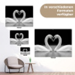 Zwanen - Hart - Zwart - Wit tuinposter los doek klein -Xsfeer9_DE