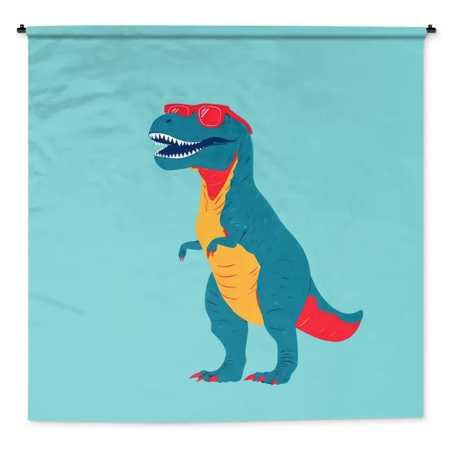 Wandkleed - Dinosaurus - Blauw - Zonnebril