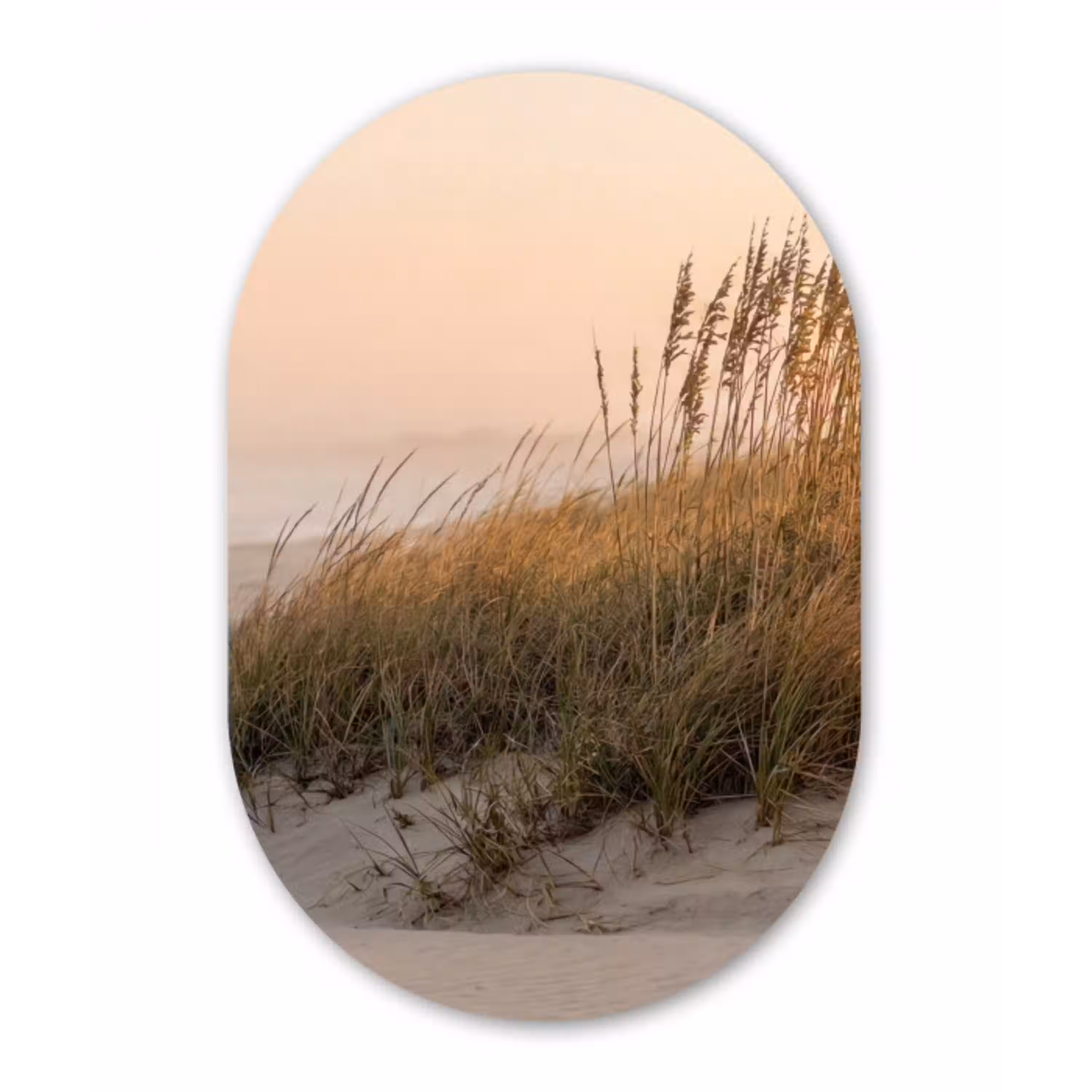 Duinlandschap - Zonsondergang - Strand Wandcirkel Ovaal Aluminium middel -3d
