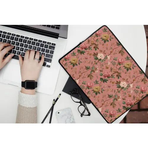 Klassiek - Botanisch - Roze laptophoes neopreen klein 279 -bureau