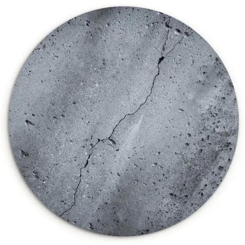 Beton - Grijs - Scheur Wandcirkel kunststof plaat 5mm dik klein -3d
