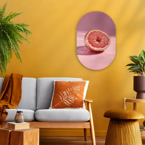 Grapefruit - Roze - Disco - Shiny Wandcirkel Ovaal Forex klein -sfeer4